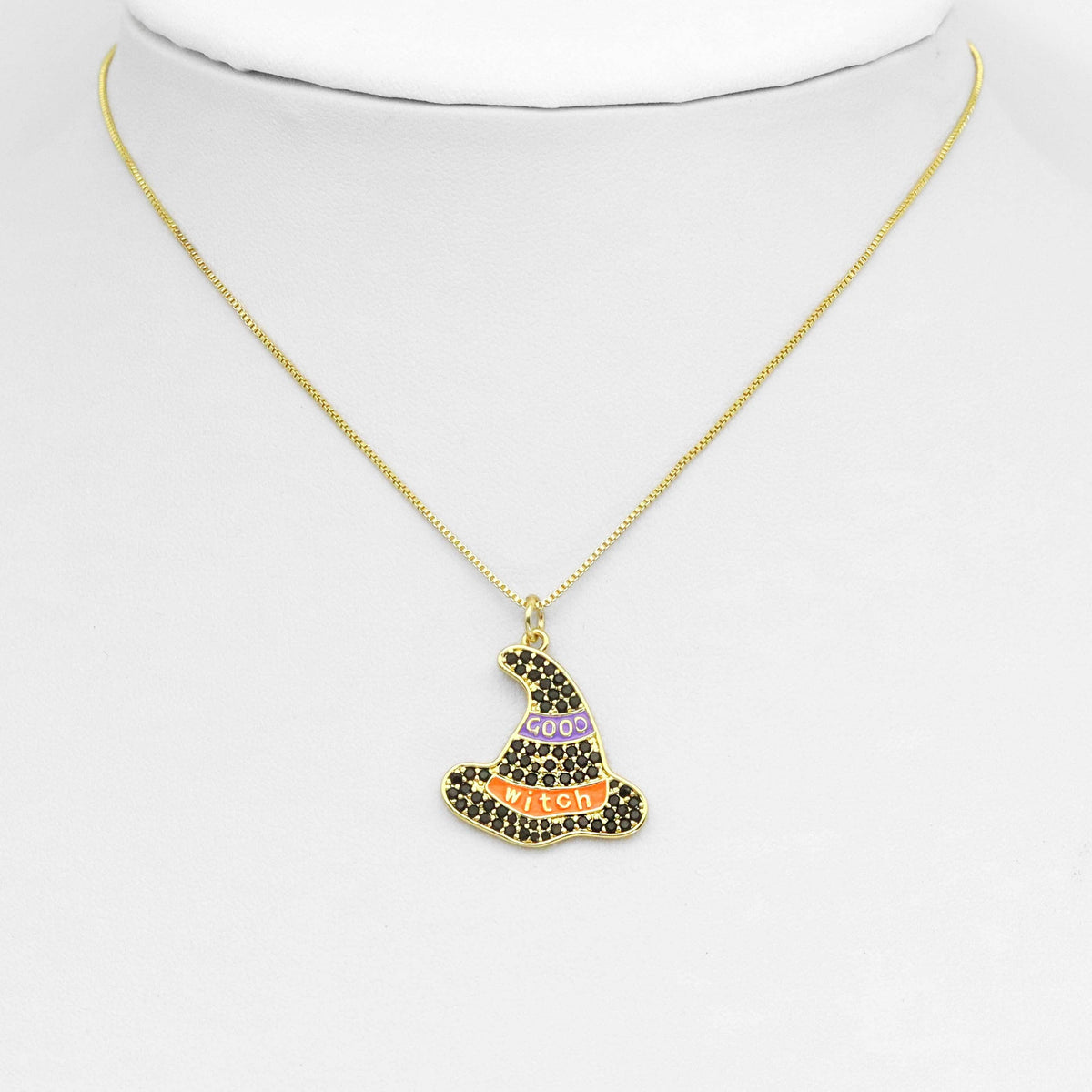 Colorful CZ Halloween Witch Hat Charm, Sku#A215