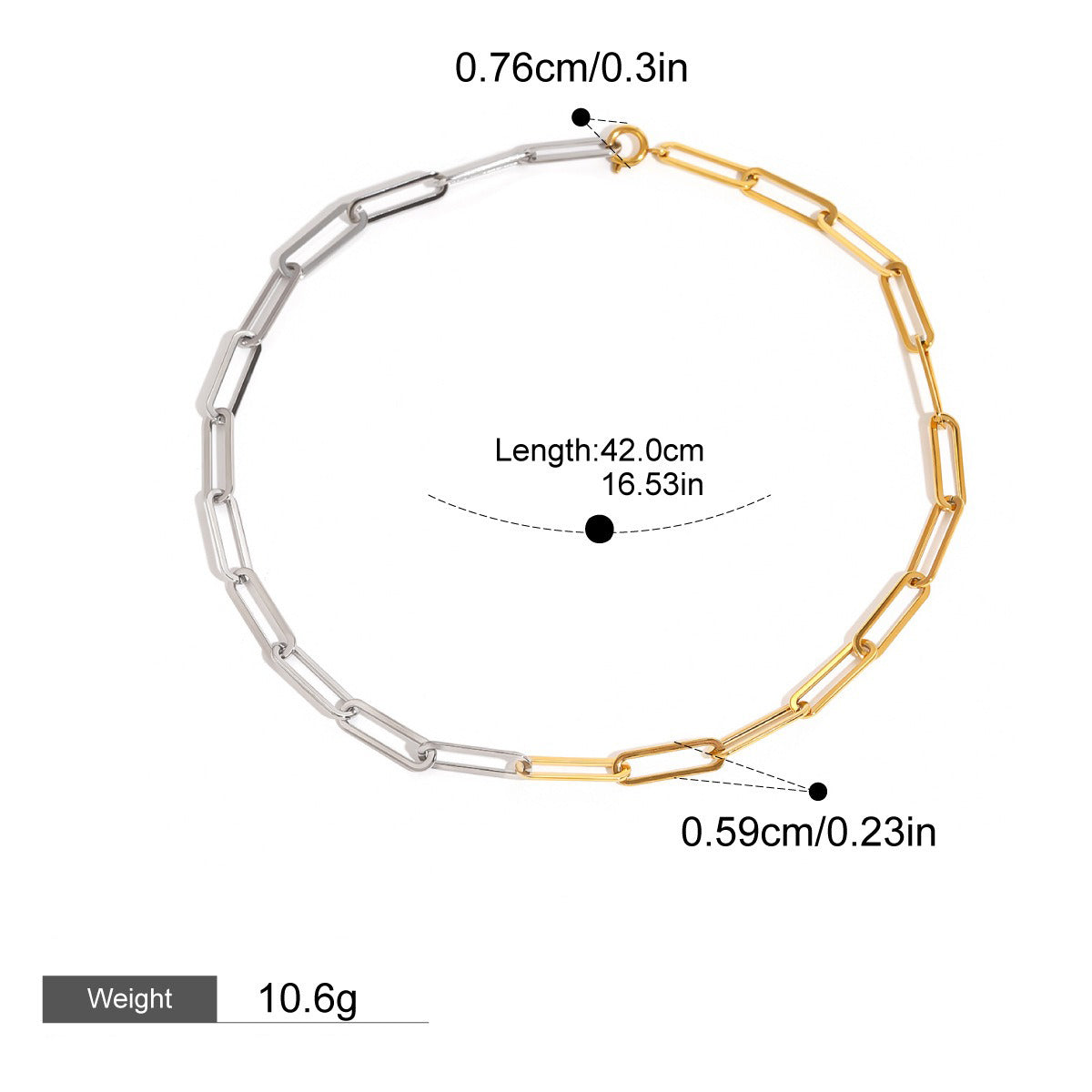 18K gold chain with gold and silver color matching design simple and elegant necklace