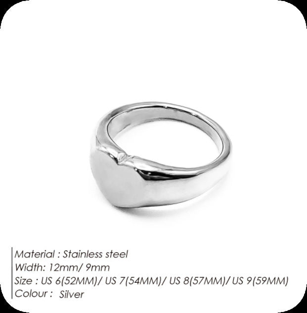 Stainless Steel Titanium Heart-Shaped Ring For Women