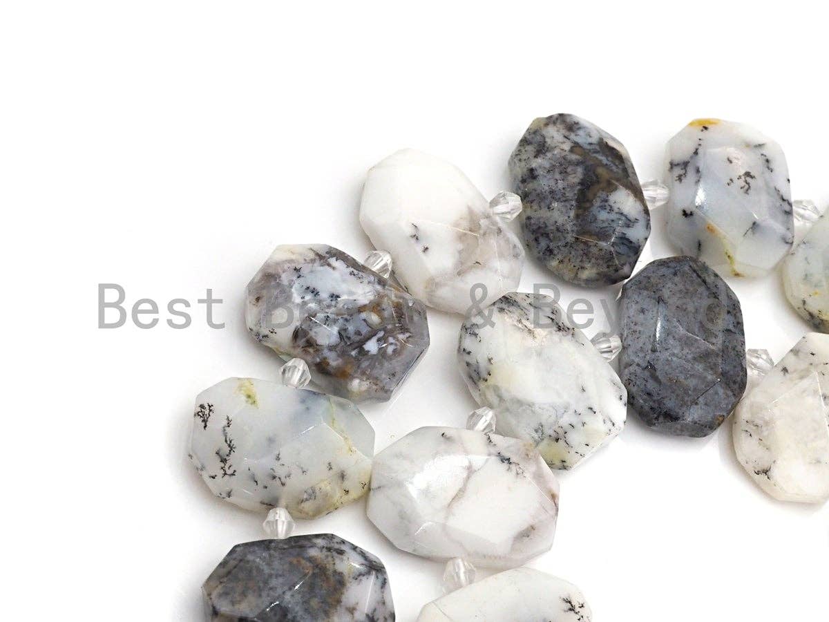 Natural Dentric Opal Rectangle Faceted Beads, Natural Opal beads, 16x22mm, sku#U652