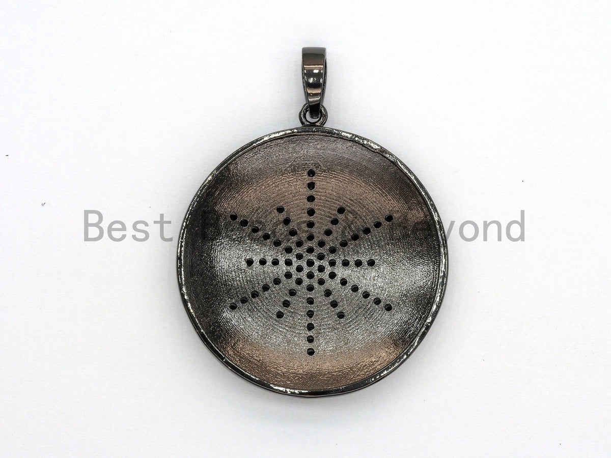 CZ Micro Pave Large 36x39mm Star on Round Disc Pendant, F554