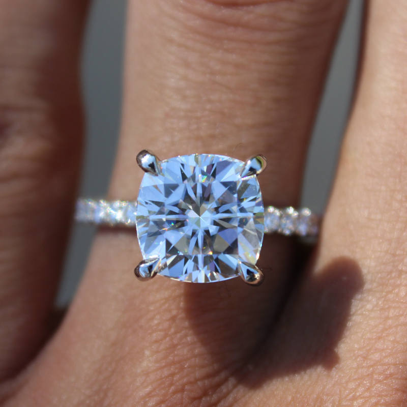 Classic 4-Prong 2ct Princess Cut White Gold Plated Simulated Moissanite Ring For Women, European & American Style Engagement Ring