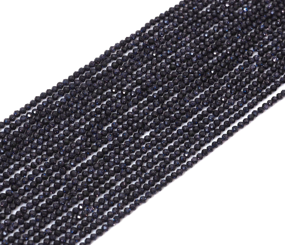 Blue Goldstone Round Faceted Beads, 2mm/3mm/4mm, Sku#U1481
