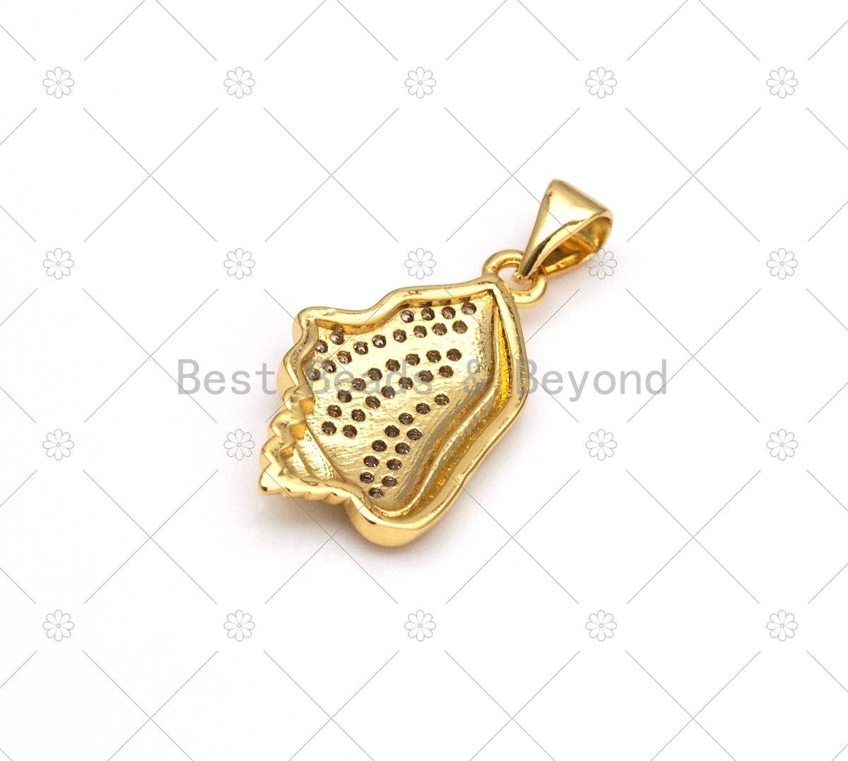 CZ Micro Pave Sea Snail Shape Pendant, 18K Gold Filled Cubic Zirconia Snail Charm, Necklace Bracelet Charm Pendant, 23x14mm, Sku#LK466