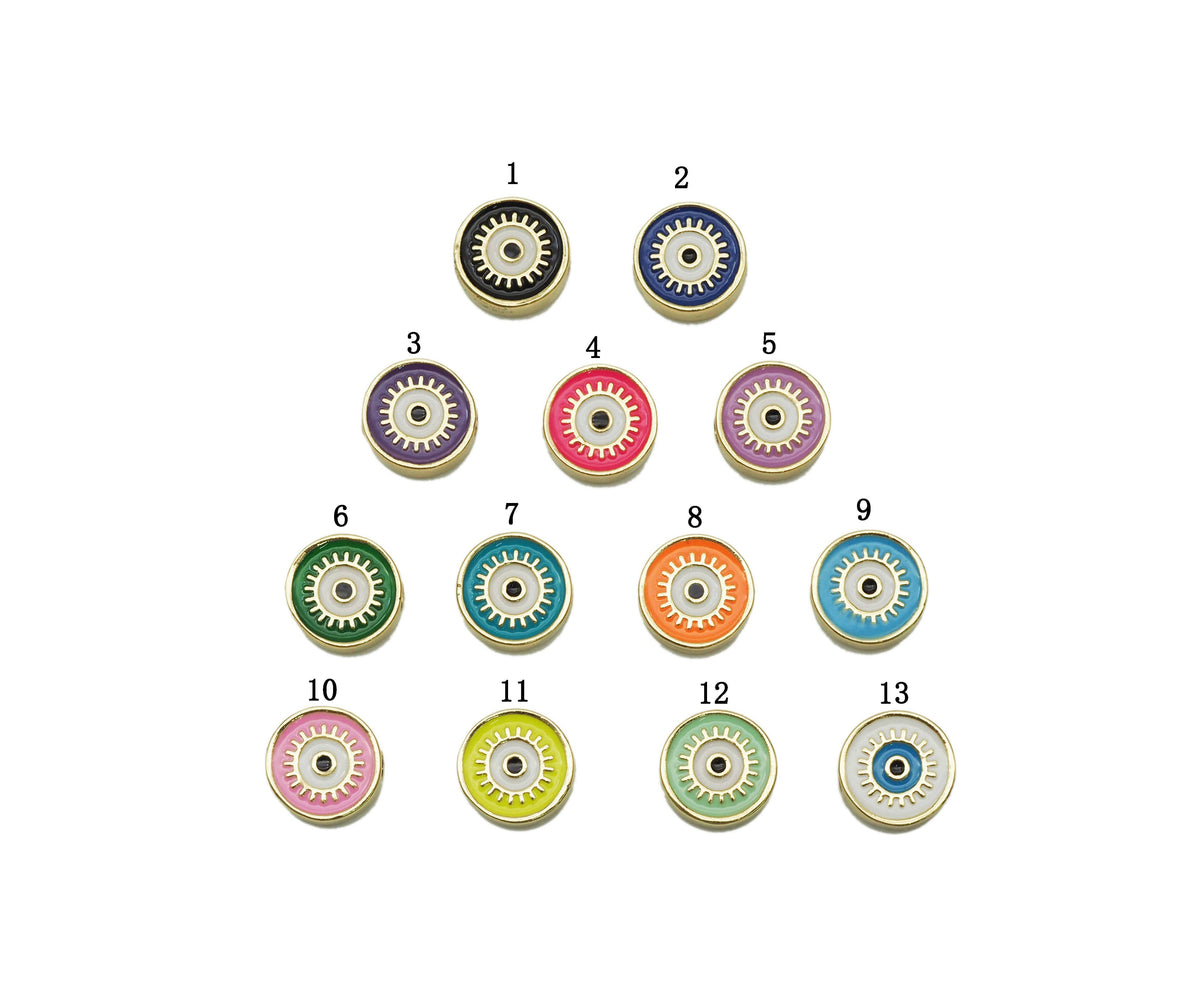Enamel Evil Eye Spacer Beads, Two Sided Beads, Sku#G429