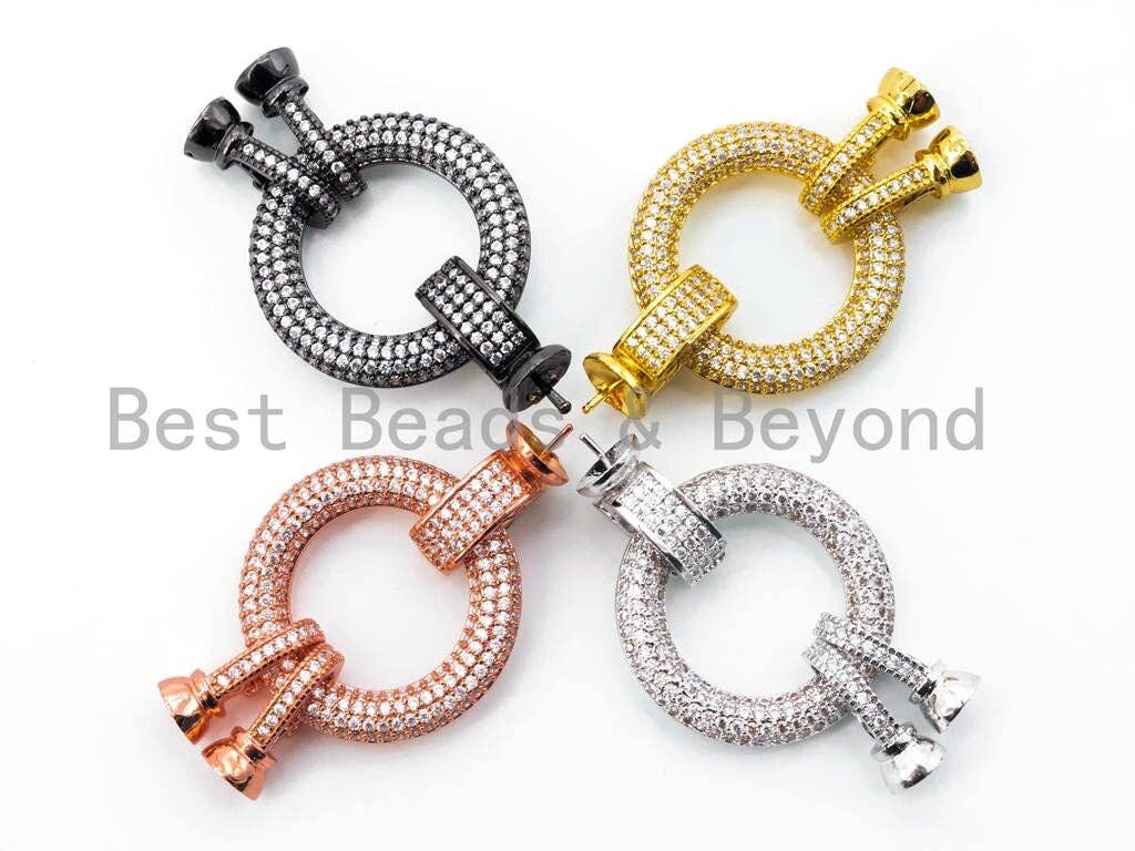 CZ Micro Pave Donut Clasp Buckle Interlock, CZ Micro Pave Interlocking Clasp Fastener, Leather Jewelry supplies, 48x29mm, sku#L157
