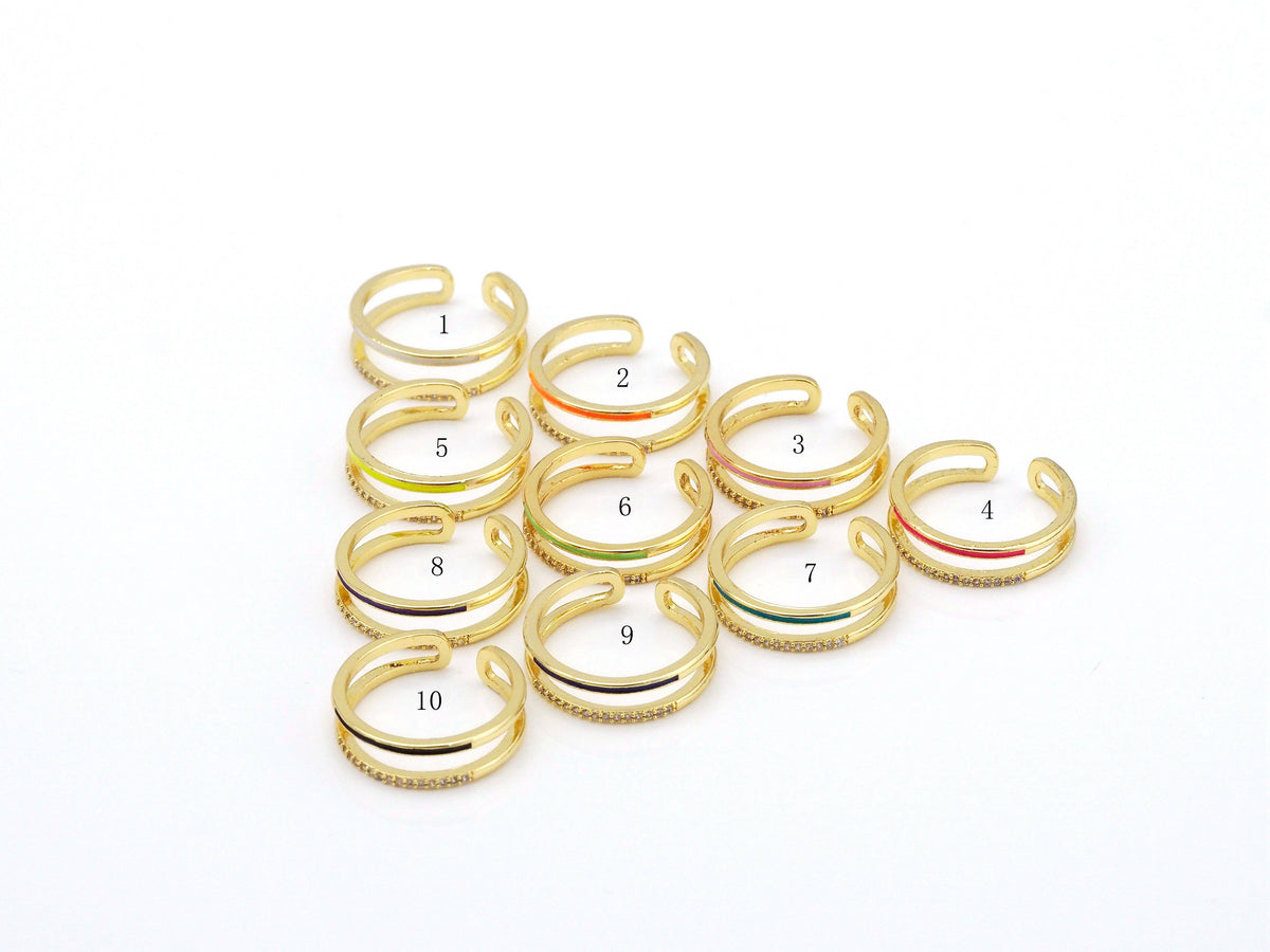 Enamel Double band Adjustable Ring,X243