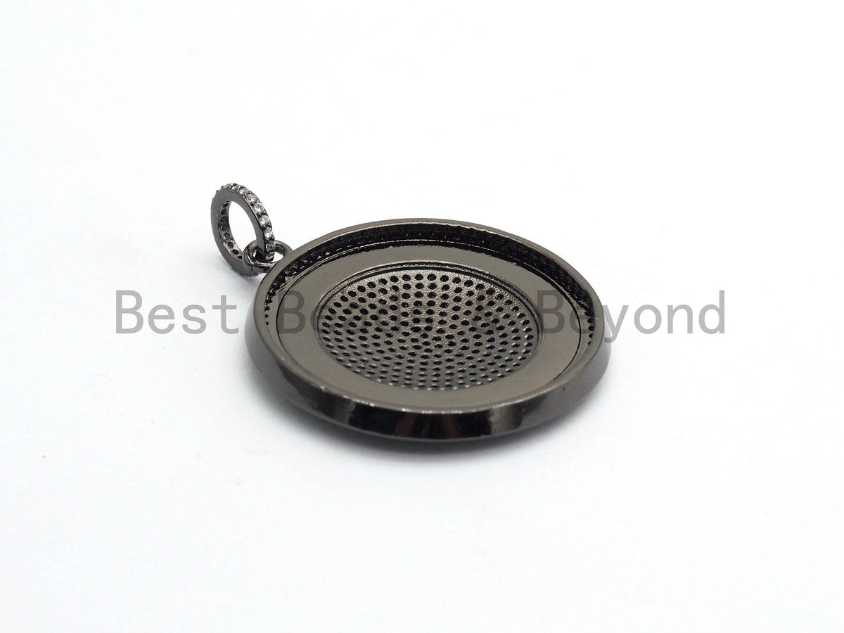 35mm LARGE Enamel Colorful Round CZ Pave Focal Pendant,CZ Micro Pave Oil Drop Round pendant,Enamel pendant,Enamel Jewelry,sku#F596