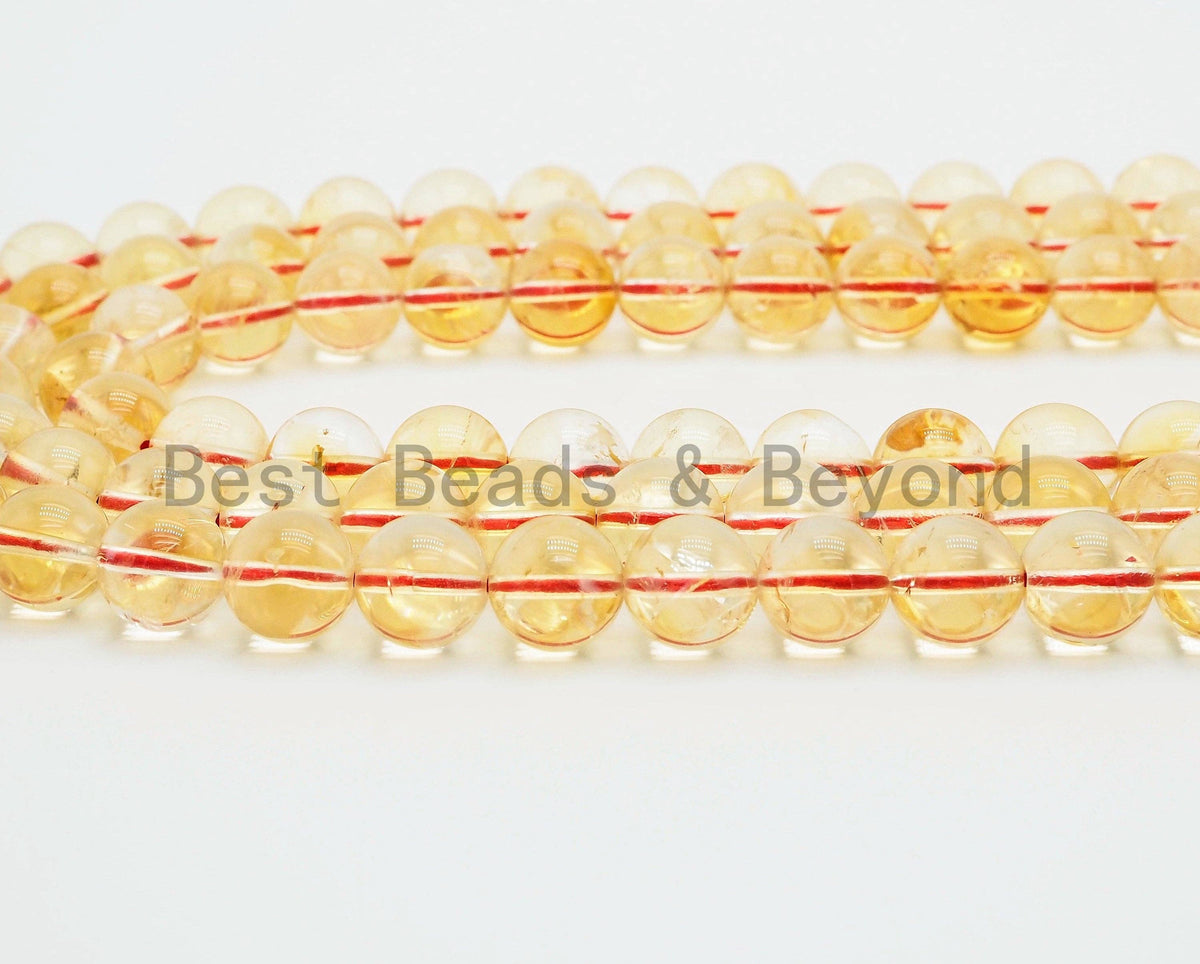 Quality Natural Citrine Beads,Round Smooth Yellow Gemstone Beads, ,SKU#U331c