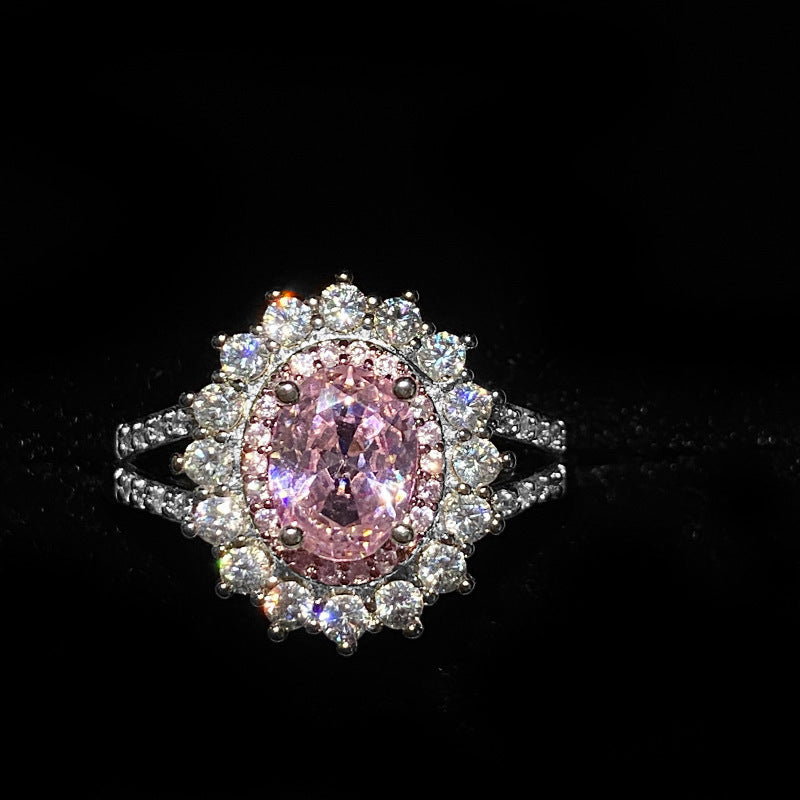 Women's Zircon Simulated Aquamarine Sunflower Ring, Luxury Full Pave Topaz Gemstone Jewelry