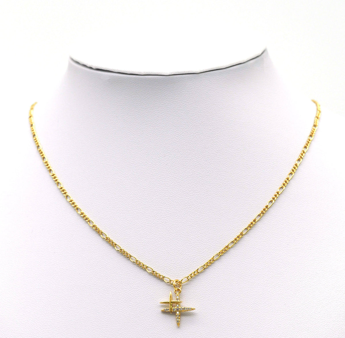 CZ Double North Star Charm, Sku#F1481