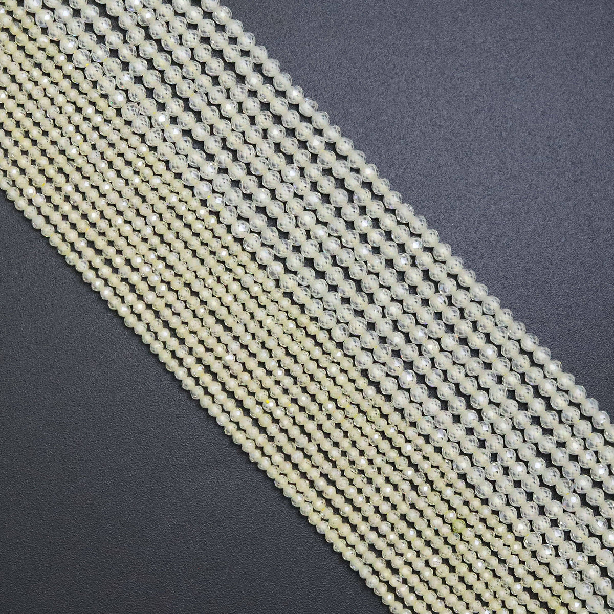 Light Yellow CZ Round Faceted Beads, Sku#U1867