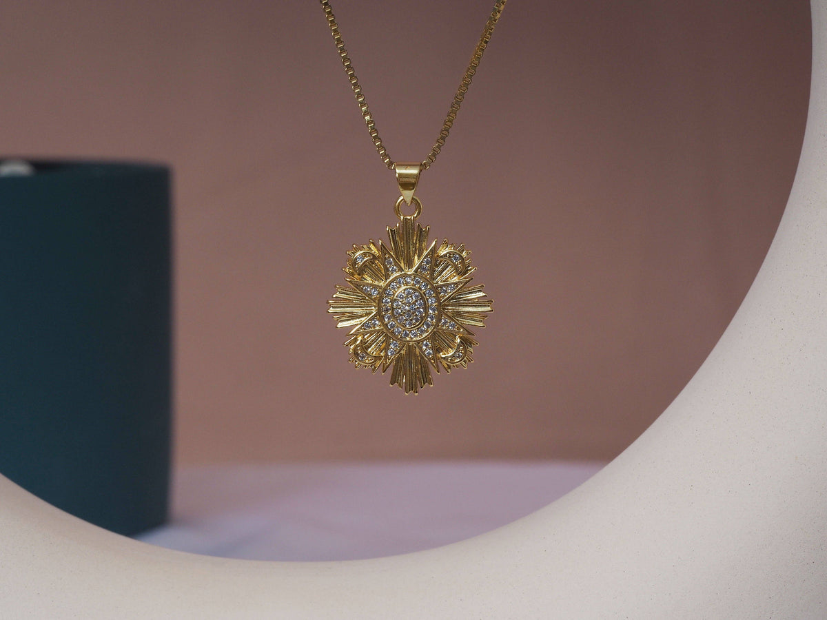 CZ North Star on Flower Charm, Sku#LK625