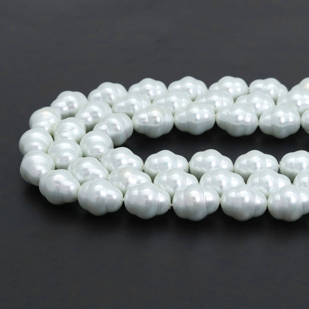 15x18mm Carved Barrel White MOP Beads, Sku#U1217