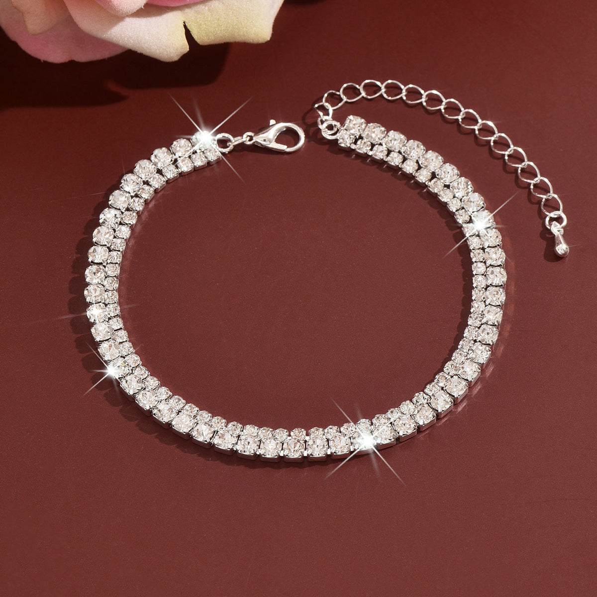 Simple Double-Layer Rhinestone Claw Foot Chain