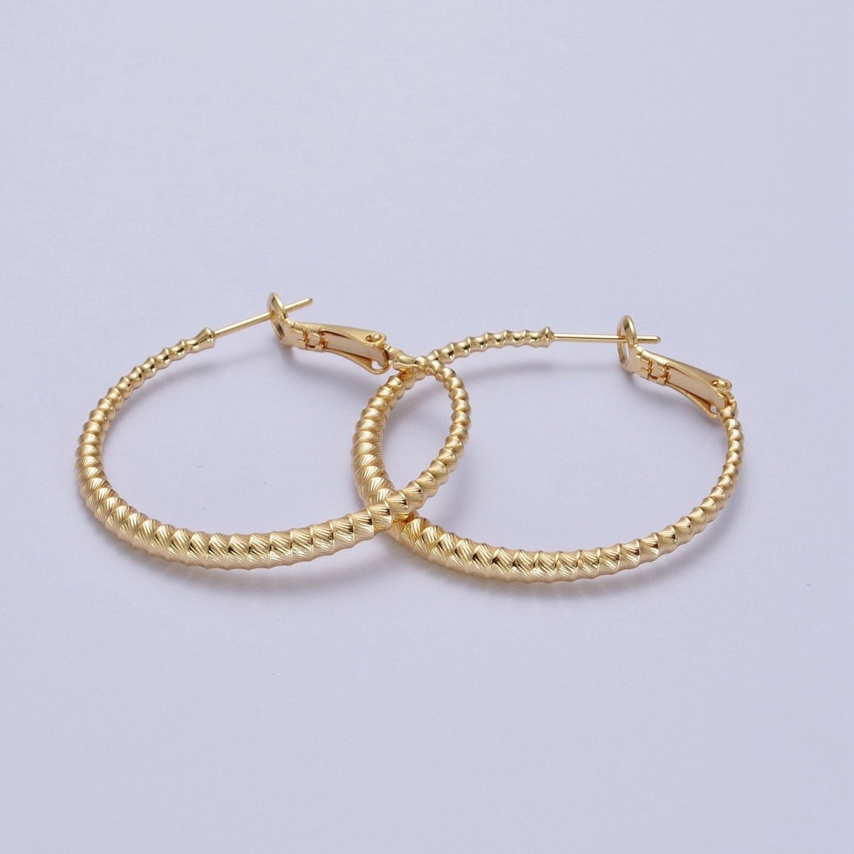 Bamboo Hoop Earrings, Gold Bamboo Hoops, Medium Gold Hoop Lightweight Statement Earring Q-067
