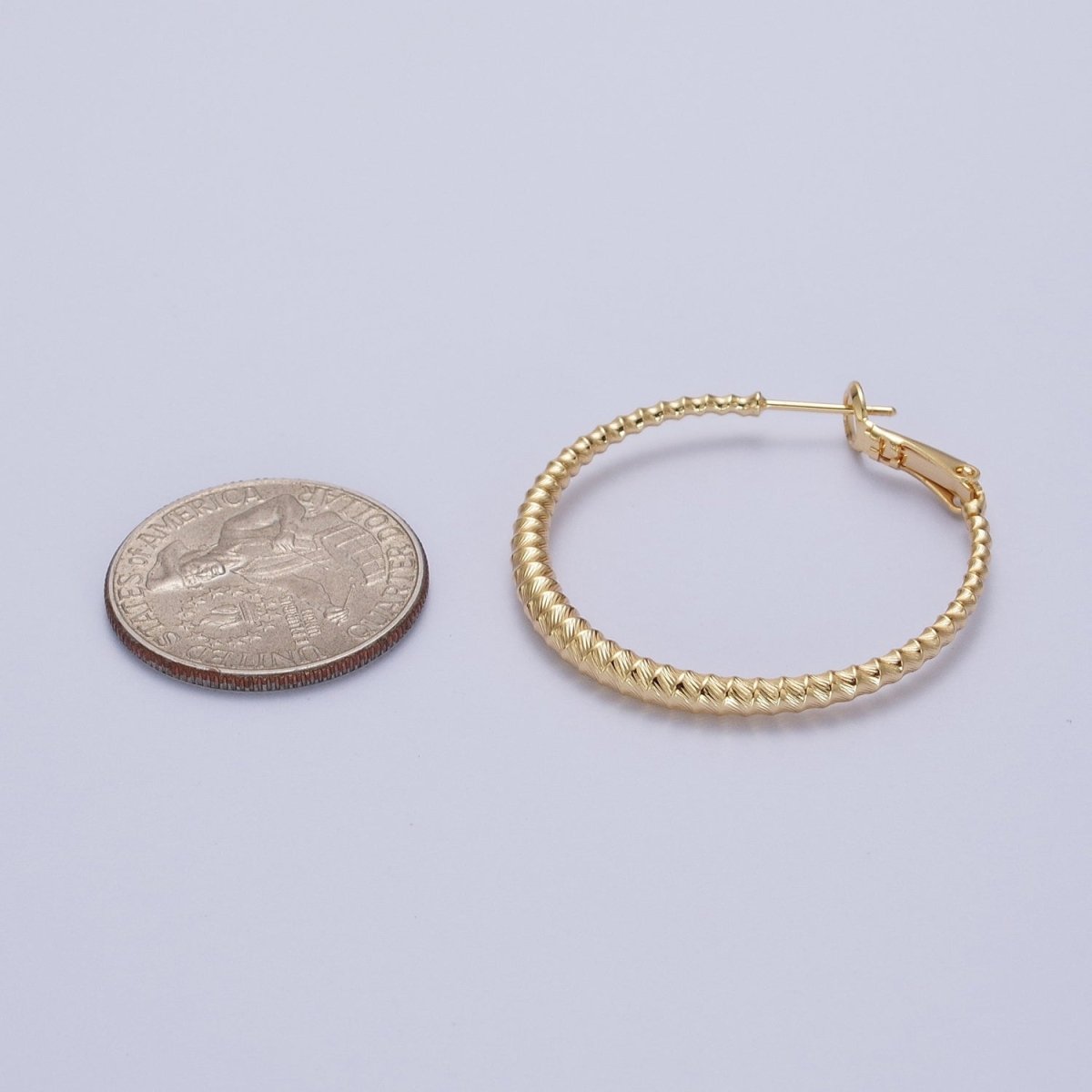 Bamboo Hoop Earrings, Gold Bamboo Hoops, Medium Gold Hoop Lightweight Statement Earring Q-067