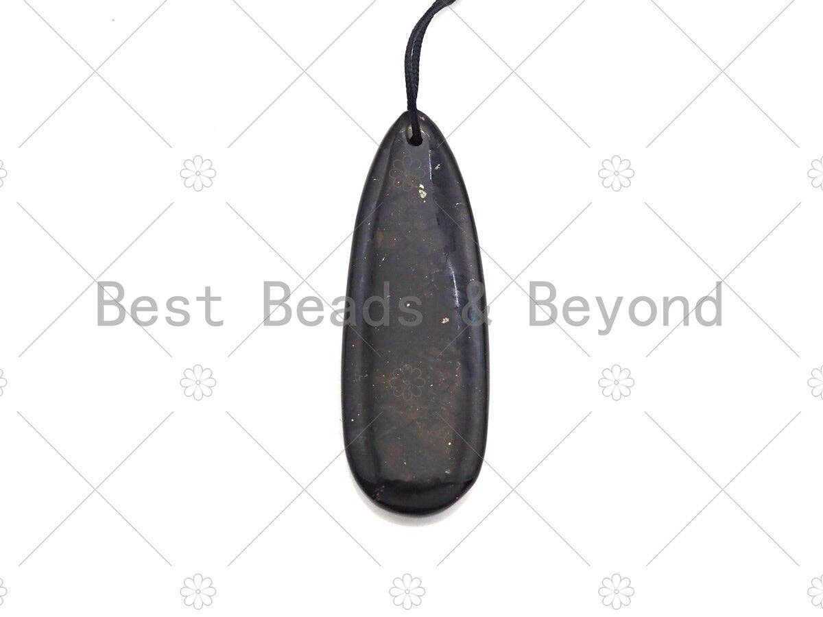 Drop Shape Shungite Pendant for EMF Protection, Shungite Authentic Stone, Healing Energy Pendant, Meditation, Protection,20x60mm, sku#U989