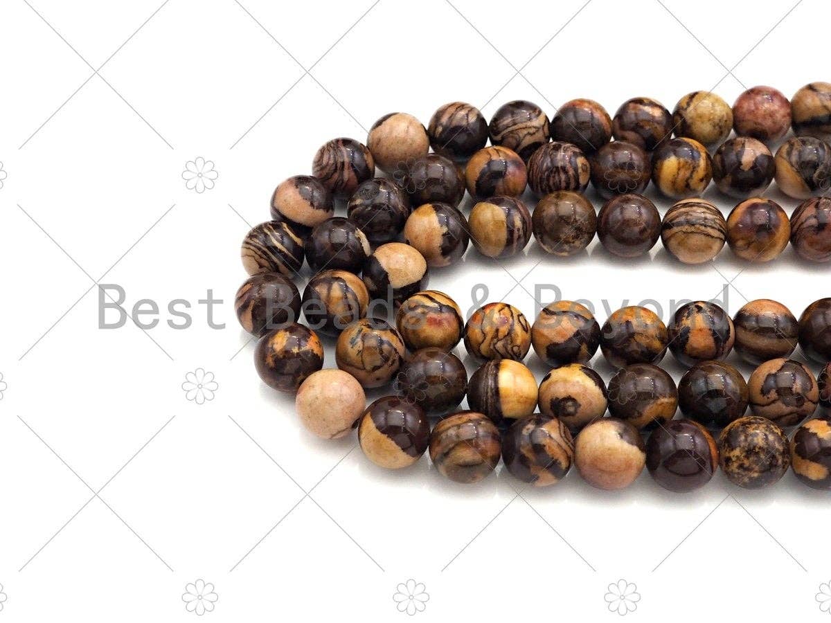 New!!! Natural Quality Brown Picture Jasper Round Smooth Beads, 6mm/8mm/10mm Picture Jasper, 15.5'' Full Strand, Sku#U1063