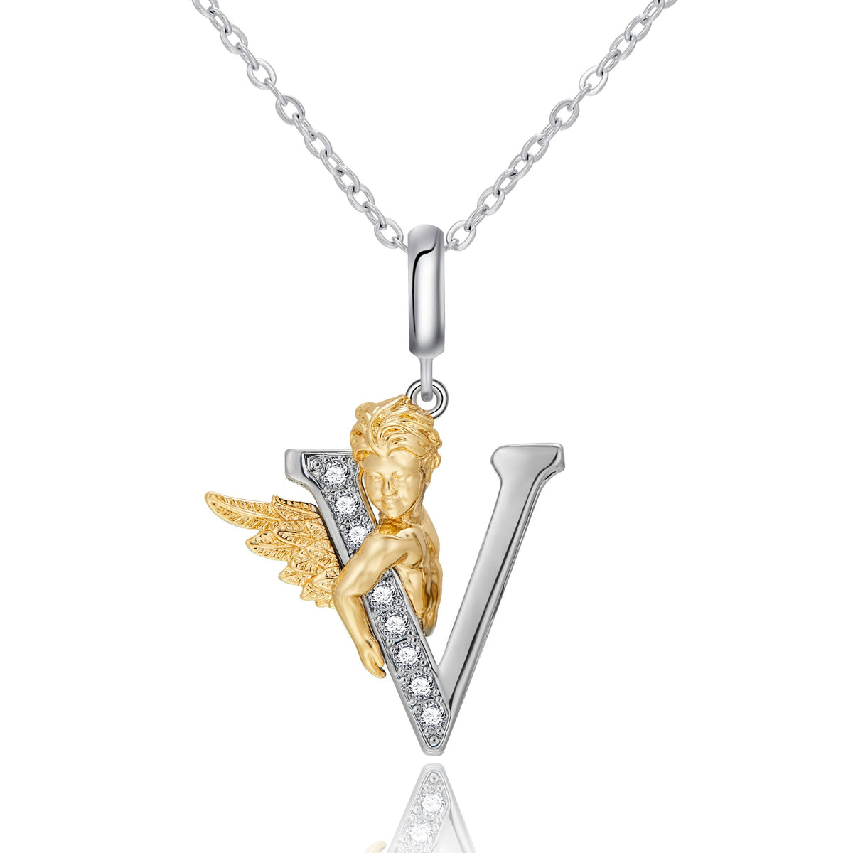 New Copper-plated White-gold Letter Pendant Mens And Womens Stainless Steel O-shaped Necklace