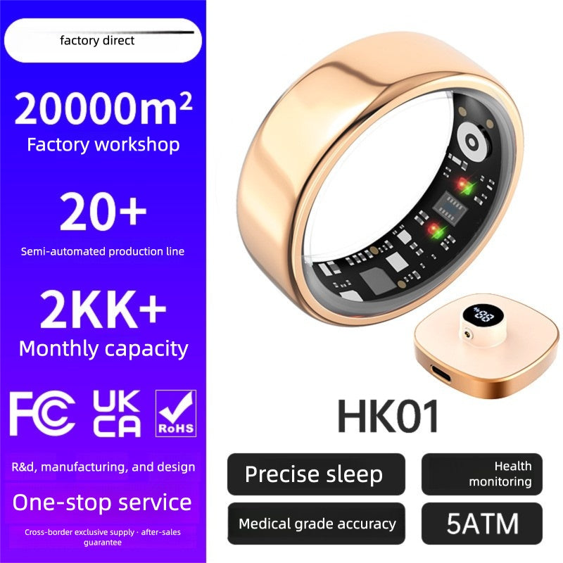 Smart Ring Heart Rate Blood Oxygen Sleep Monitor Step Counter & Female Cycle Tracker