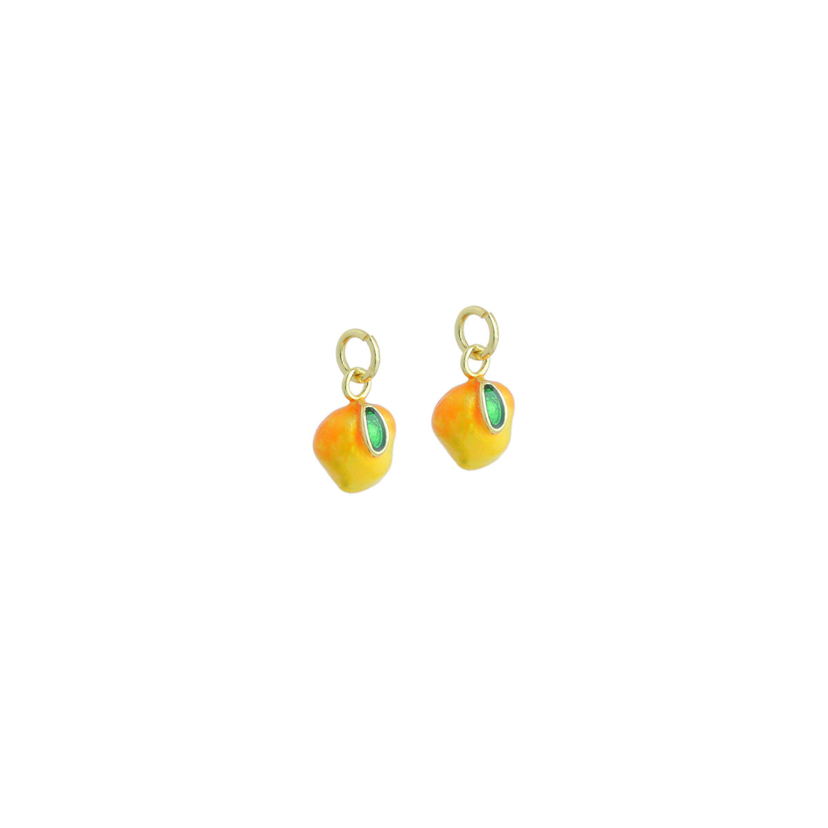 Yellow Orange Enamel Mango Gold Charm Pendant,Sku#LX848
