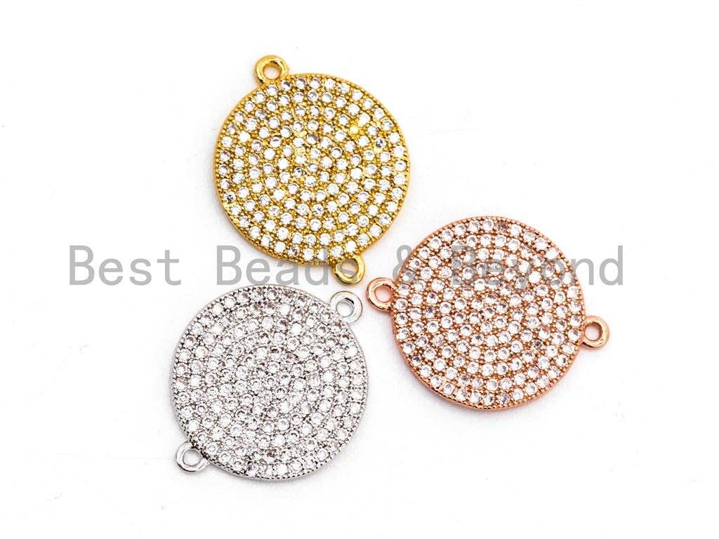 CZ Micro Pave Clear Round Disc Connector, SKU#A84