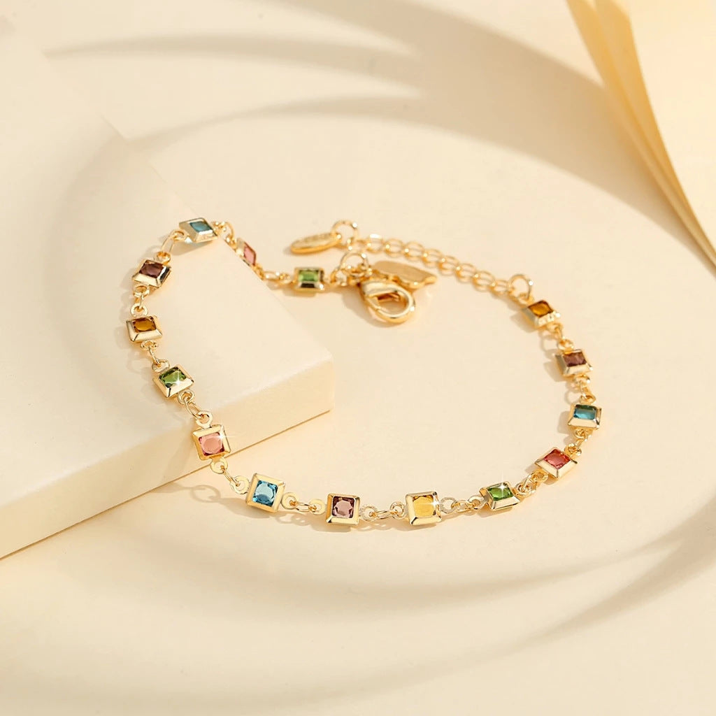 Multicolor Micro-Set Rainbow Zircon Bracelet