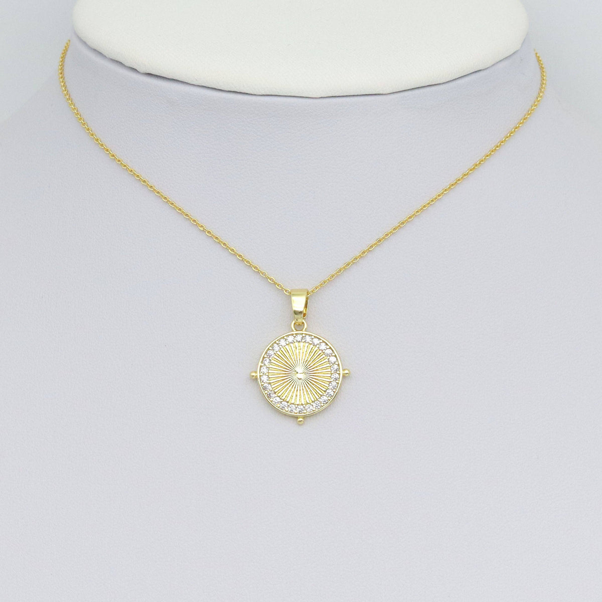 Clear CZ around radical line Round Coin Charm Pendant, Sku#LX765