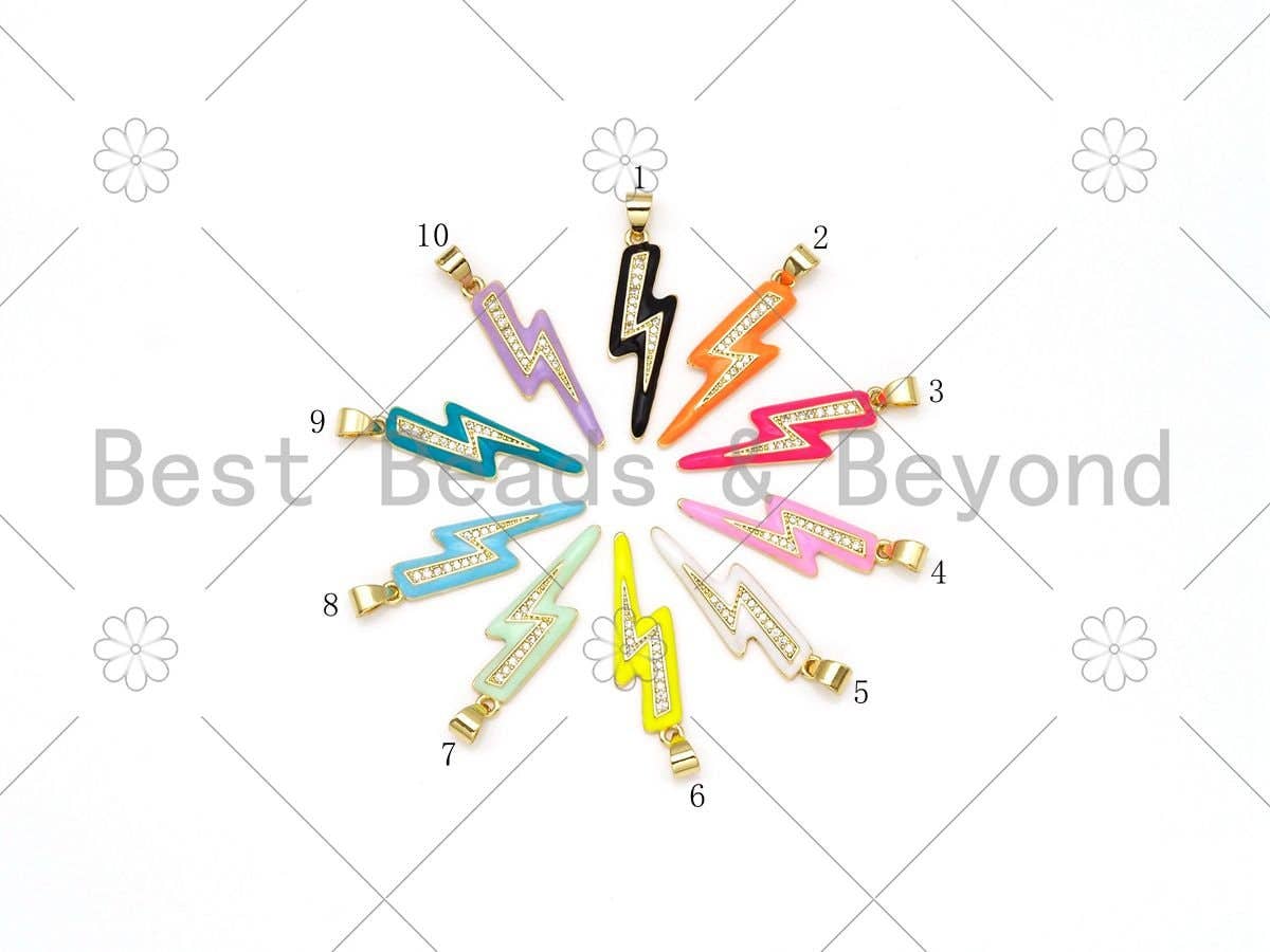 Gold Filled Enamel Colorful Lightning  Pendant,,Sku#F1420c