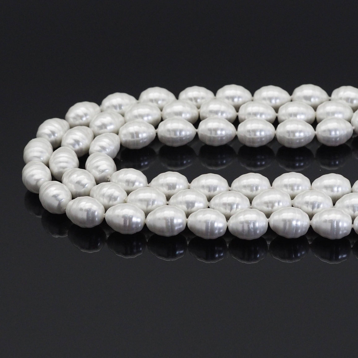 White MOP Carved Drum Shape Beads, 13x16mm, Sku#T163