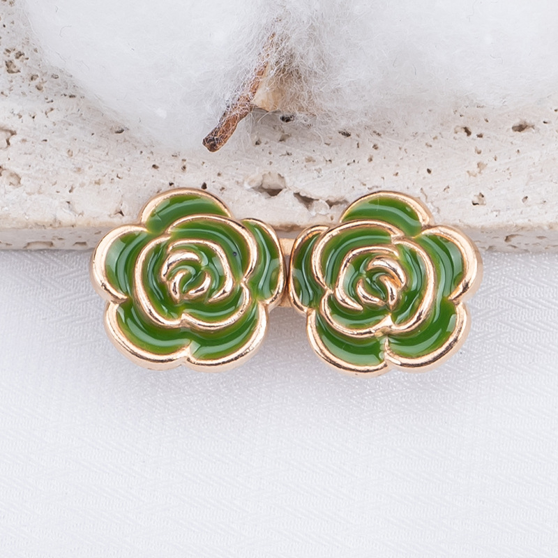 Nail-free rose waist buckle-fluorescent green-alloy-1 pair