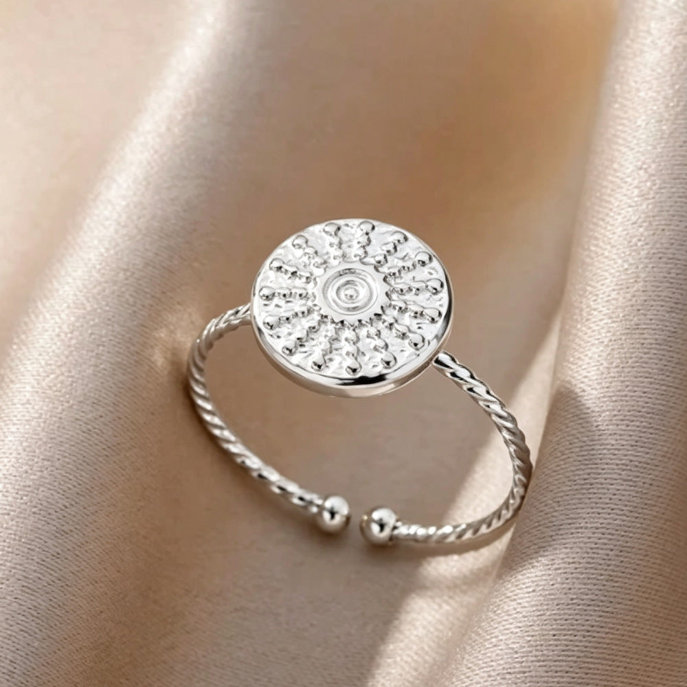 European And American-style 18K White Gold Opal Moon Ring Made Of Stainless Steel