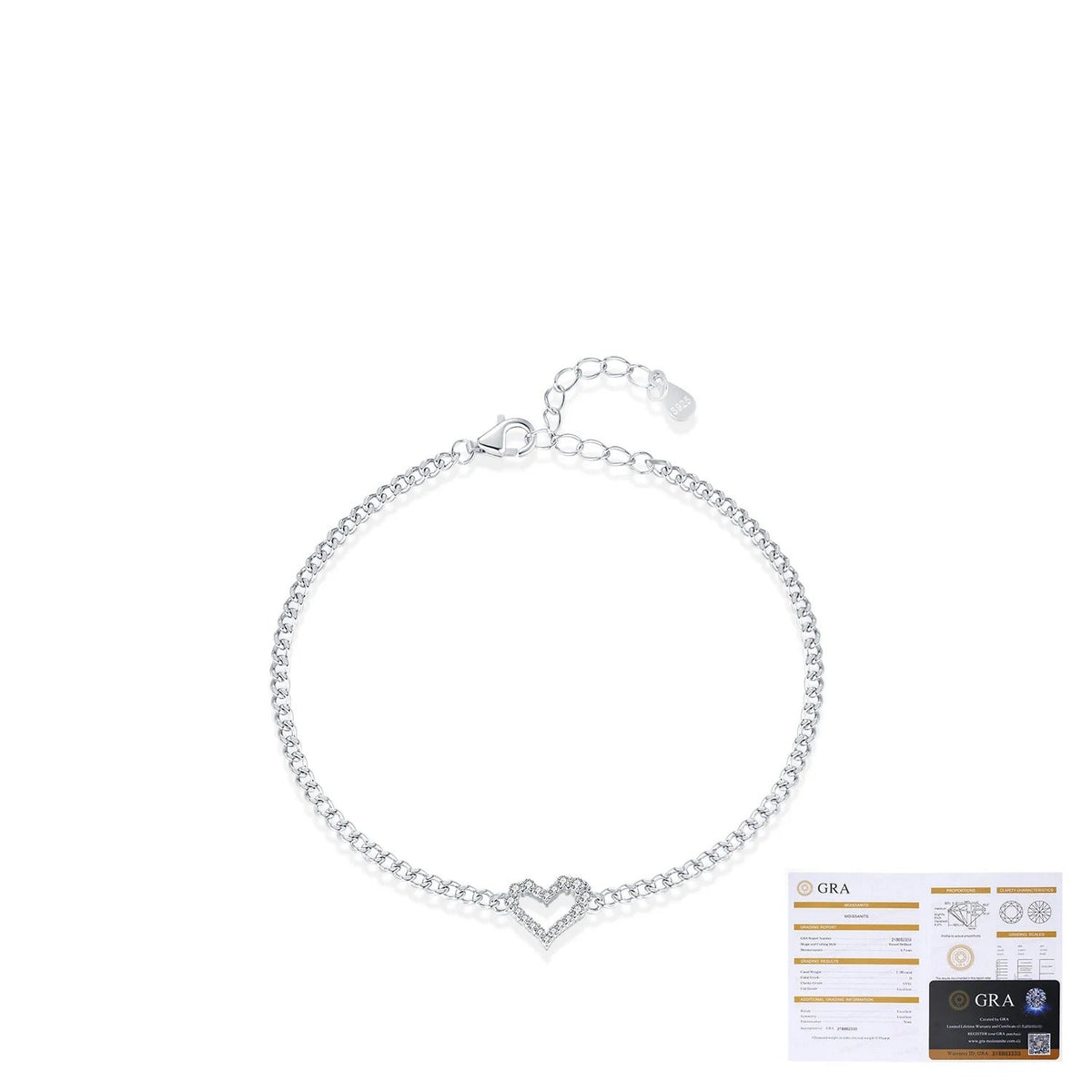 Irregular Heart D-Color VVS1 Moissanite Bracelet in Sterling Silver – Modern Minimalist Jewelry for Women
