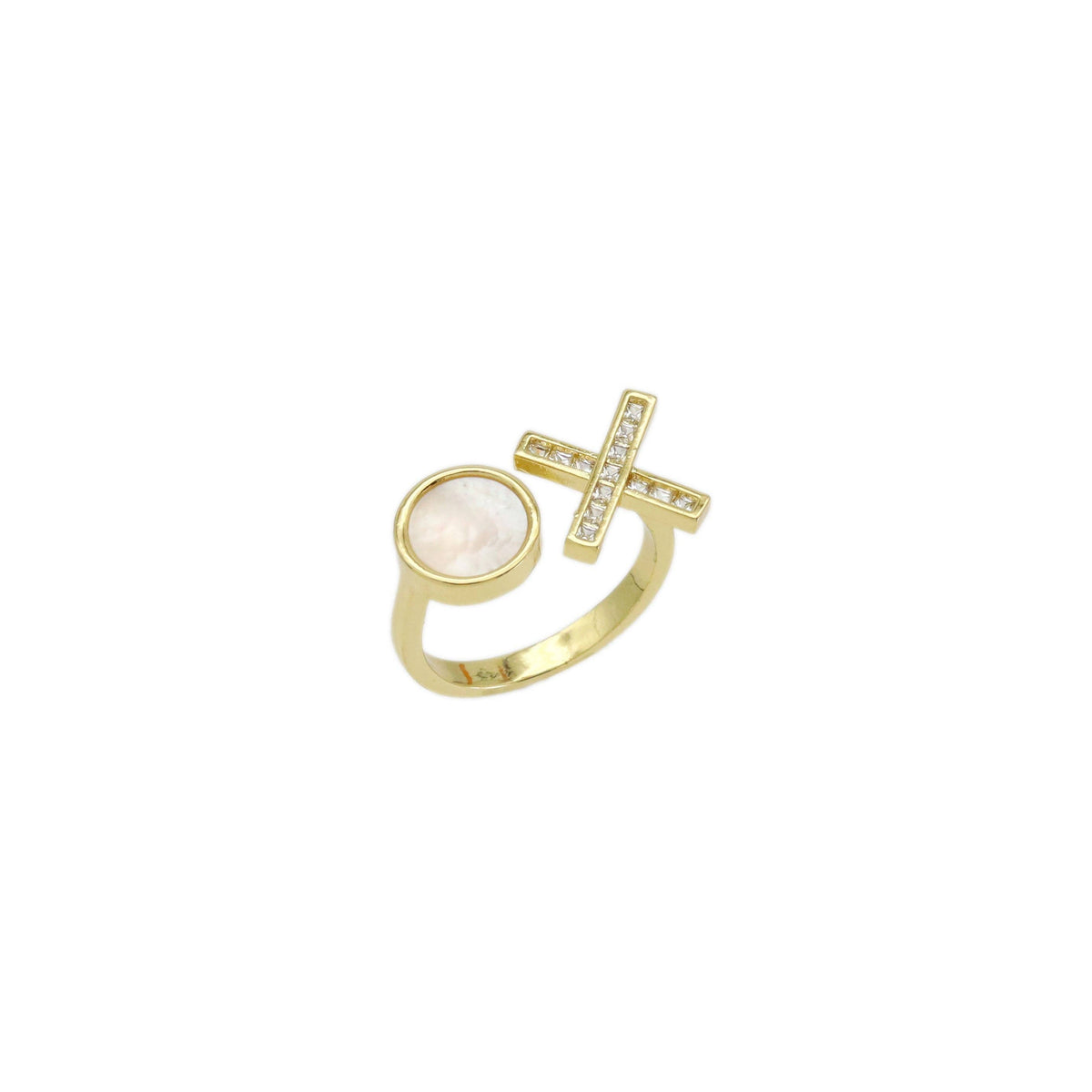 CZ Mother of Pearl XO Adjustable Ring, Sku#LX476