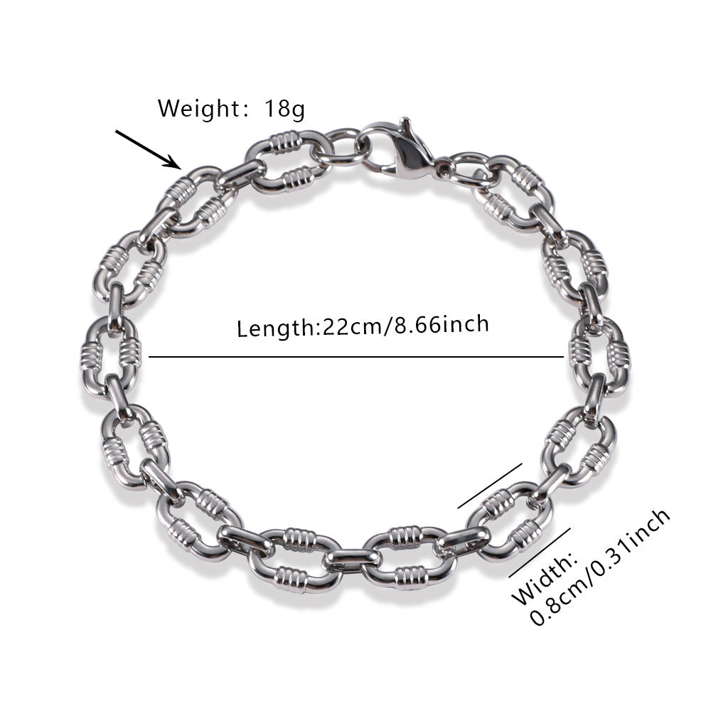 Hot Sale Men Cuban Link Bracelet, Bold Hip Hop Punk Titanium Steel Hand Jewelry