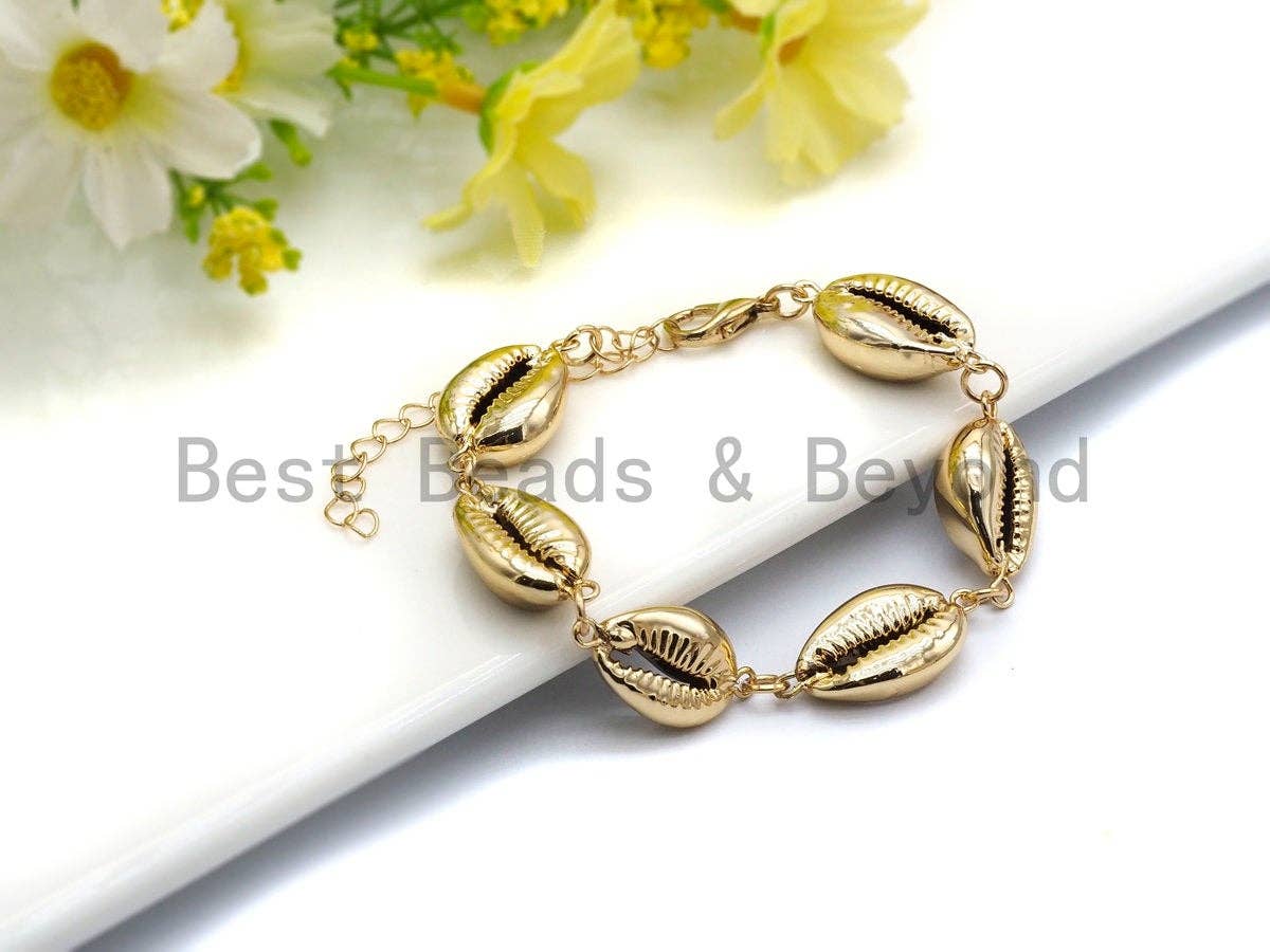 Gold Cowrie bracelet, Shell anklet, SKU#V40