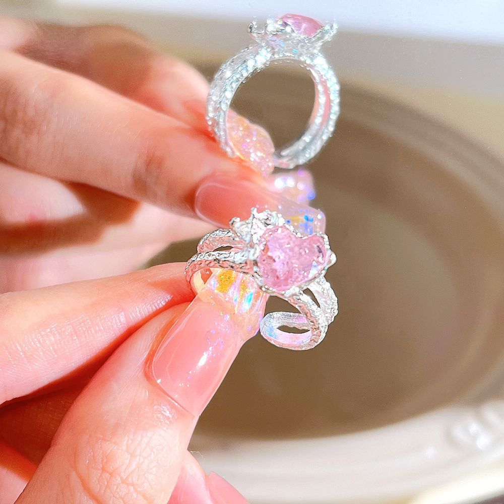 Unique  Heart Thorn Cat Eye Zircon Ring For Women, Sweet Cool Fashion Versatile Band