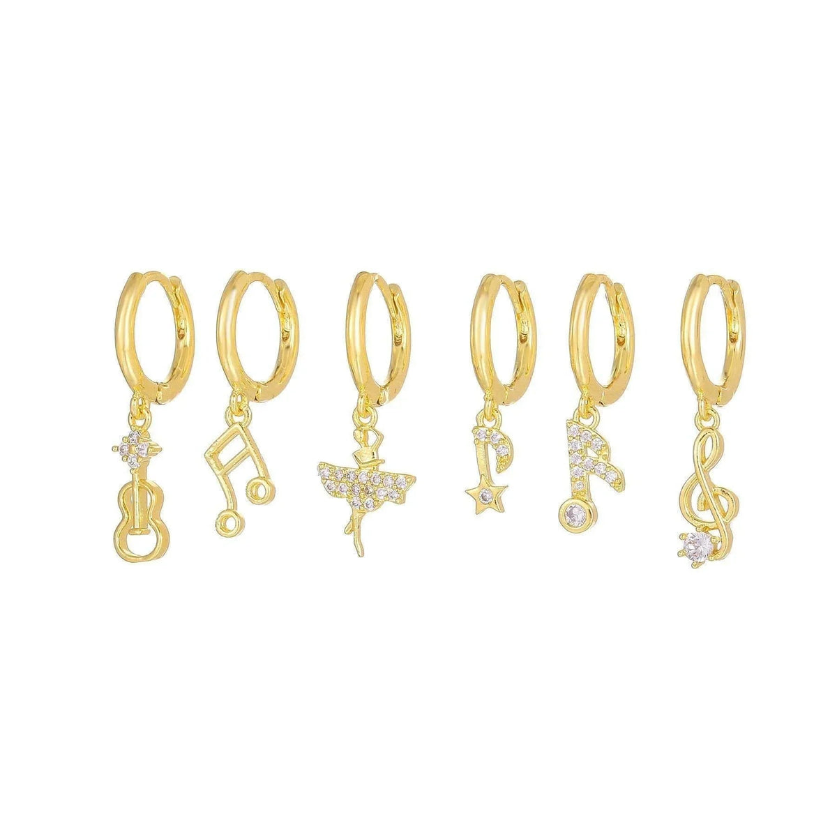Multi Sets of Chic Star&Moon Earrings, 3-6pcs, 18k Gold Plated Stud Drop Hoop Huggie Cuff Chain, S925 Needle