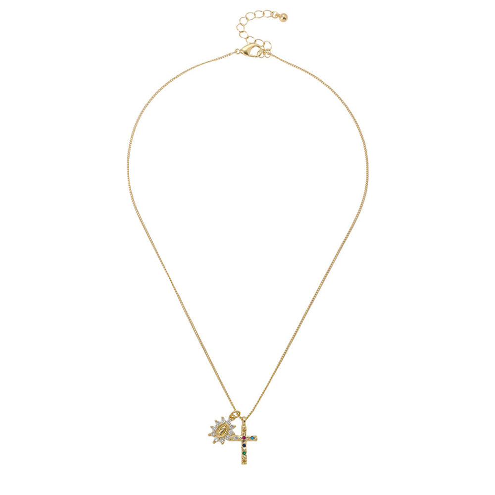 Womens New High-End Necklace With Colored Gemstone Inlays