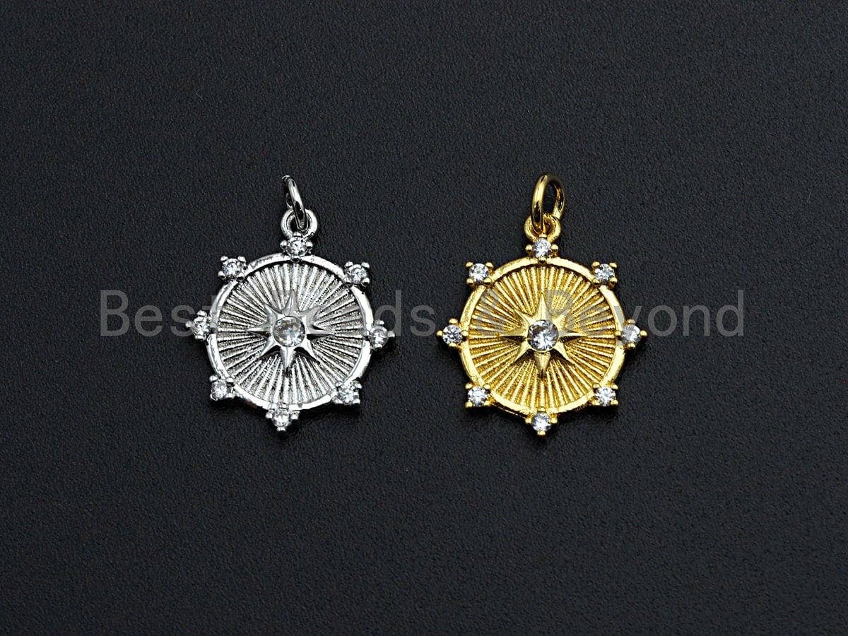 Embossment North Star Coin Charm/ Pendant,SKU#Z452