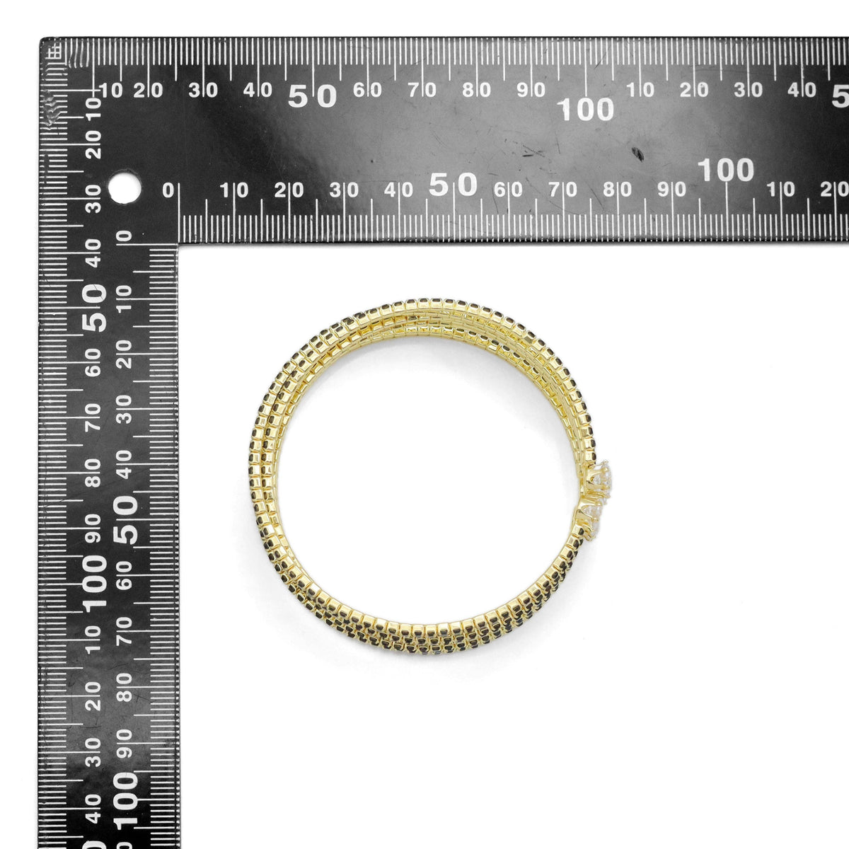 Clear Black CZ crossover with round diamond Bracelet, SKU#A272