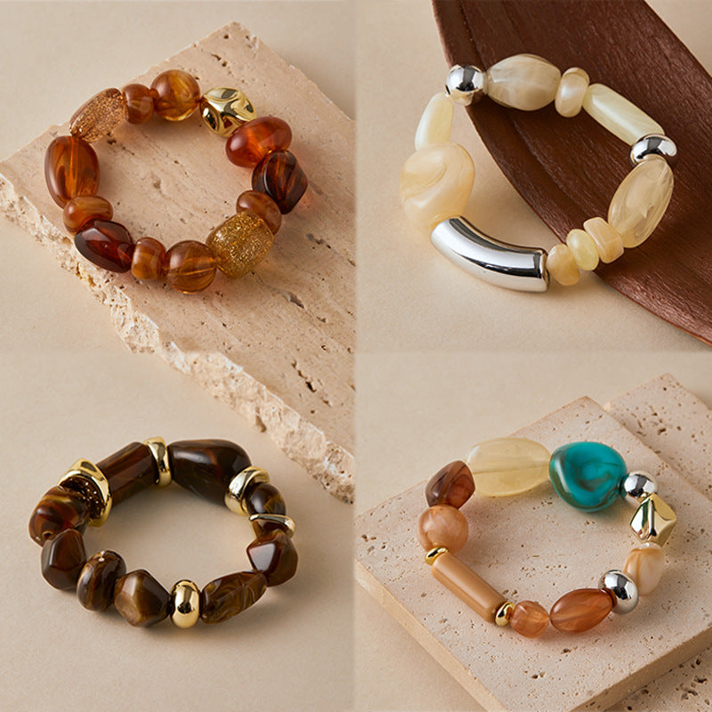 Irregular Acrylic Bead Bracelet Collection