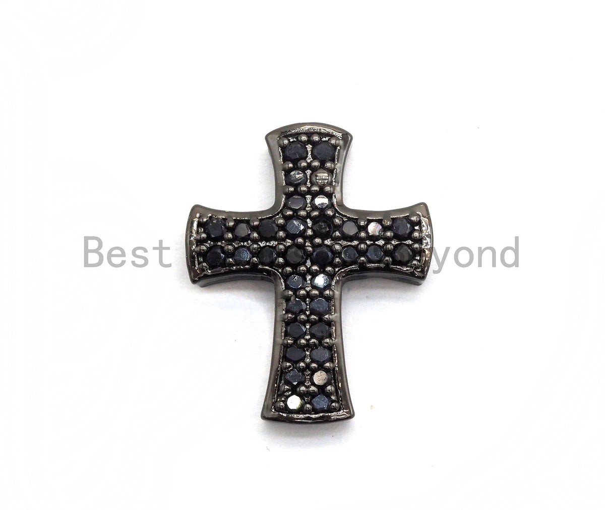 Black CZ Pave On Black Micro Pave Cross Spacer Beads with Black Crystal for Bracelet/Necklace, Spacer Beads,19x23mm, sku#C101
