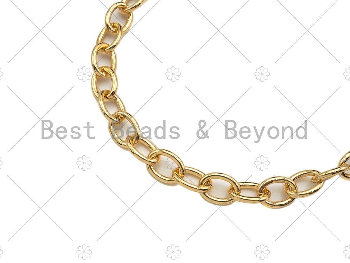 18 Finished Gold Oval Link & Chain Necklace, SKU#LD19