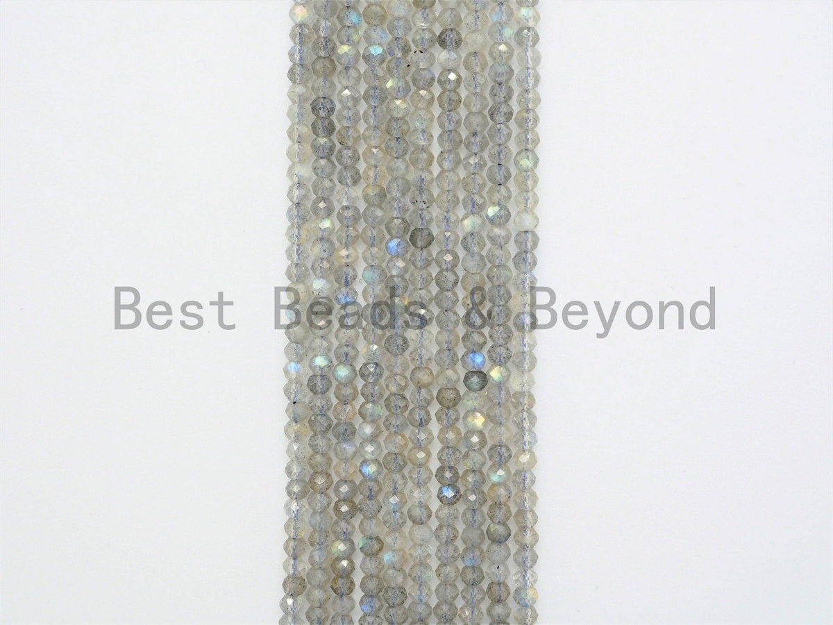 High Quality Natural Labradorite Rondelle/Round Faceted beads,2x3mm/4mm/5mm Sparkle Gemstone Beads, Tiny beads, 15.5inch strand, SKU#U370