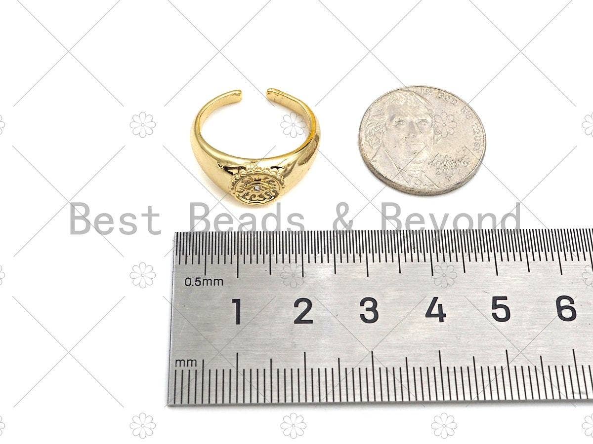 Gold Evil Eye Signet Adjustable Ring, Sku#X183