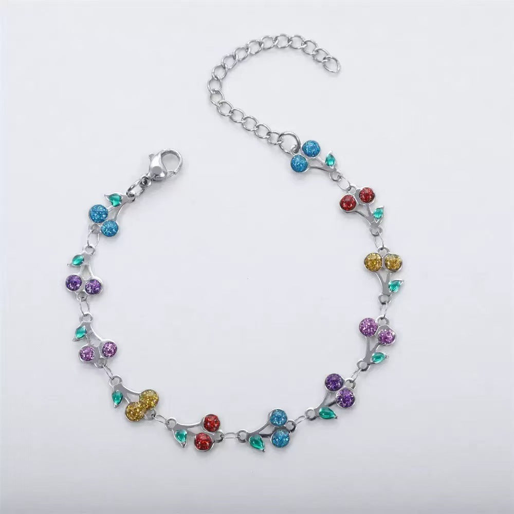 Cross-Border Popular Retro Bohemian Style 14K Gold Painted Oil Dripping Geometric Bracelet Necklace Ins Stainless Steel Jewelry
