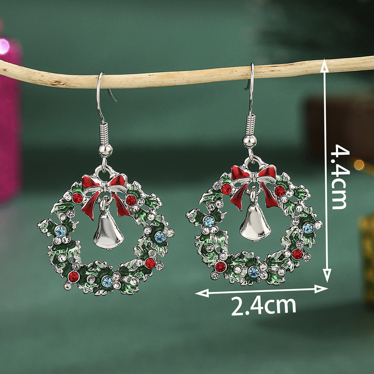 Cross-Border Personalized Christmas Alloy Earrings Christmas Hat Colorful Star Dot Diamond Christmas Tree Elk Gingerbread Man Earrings