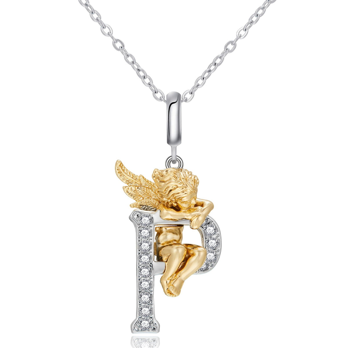 New Copper-plated White-gold Letter Pendant Mens And Womens Stainless Steel O-shaped Necklace